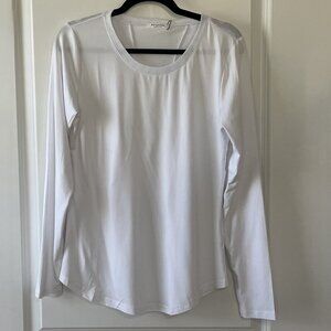 PINSPARK White Long Sleeve Moisture Wicking Workout Top with Thumbholes Size S